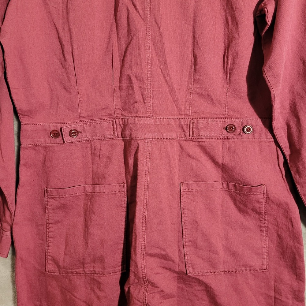 Outerknown S.E.A. Long Sleeve Organic Cotton Linen Jumpsuit Sz M Wine Coverall - Picture 10 of 11